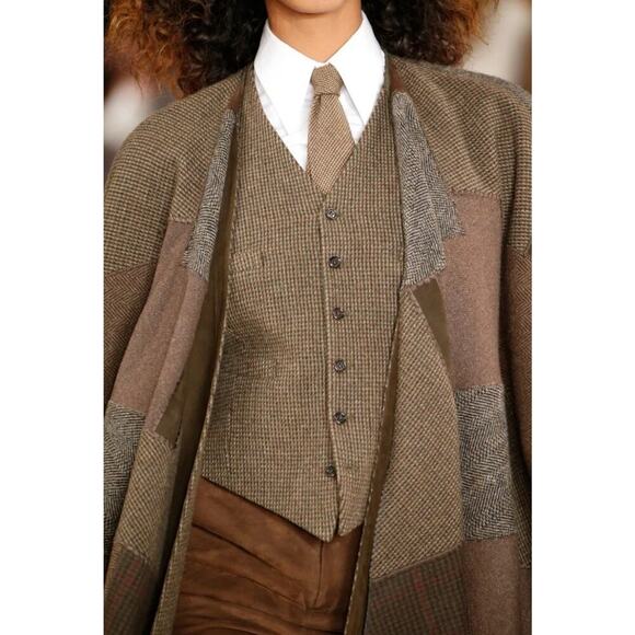 Ralph Lauren Collection Patchwork Poncho Runway 2016 Wool Suede Fringe Coat M/L - Picture 4 of 12